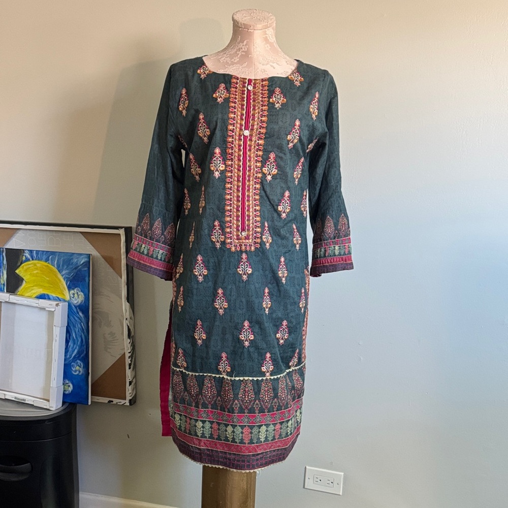 Embroidered Pakistani salwar kameez.  3 piece 100% cotton